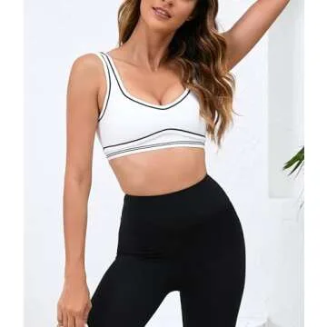 Move With You Womens Sweetheart Padded Sports Bra- Workout Fitness Square Neck Low Back Yoga Bra(White,XL2)