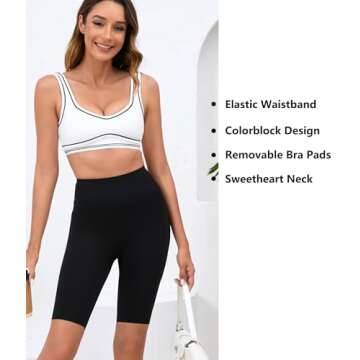 Move With You Womens Sweetheart Padded Sports Bra- Workout Fitness Square Neck Low Back Yoga Bra(White,XL2)