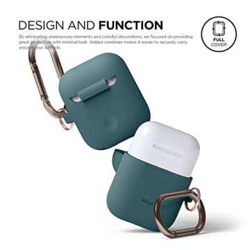 elago Silicone Case with Keychain for AirPods - Dark Turquoise
