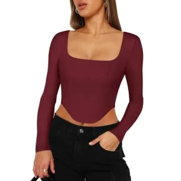 REORIA Y2K Sexy Long Sleeve Crop Top for Women