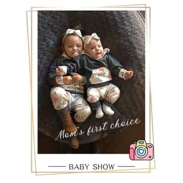 oklady Newborn Baby Girl Clothes Long Sleeve Flowers Hoodie Tops Infant Baby Girl Pants Outfits (A-Grey, 0-6 Months)