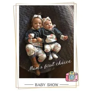 oklady Newborn Baby Girl Clothes Long Sleeve Flowers Hoodie Tops Infant Baby Girl Pants Outfits (A-Grey, 0-6 Months)