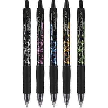 Pilot, G2 Premium Gel Roller Pens, Fine Point 0.7 mm, Fashion Collection, Black, Pack of 5