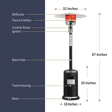 KEZATO 48,000 BTU Outdoor Patio Heater - 87 Inches Tall