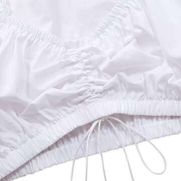 Clearlove Women's Ruched Lace Trim Short Sleeve Crop Top Solid Color Dirndl Blouse for Bavarian Oktoberfest (White-2,M)