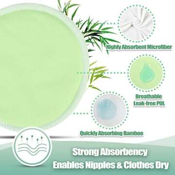 wegreeco Nursing Breast Pads (14 Pack) + Laundry Bag & Travel Storage Bag, 2 Sizes: 3.9/4.7 inch - Washable & Reusable Breastfeeding Nursing Pads (Passion, Small, Daytime Use)