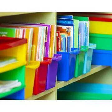 Storex Small Book Bin Case of 12 - Sturdy & Versatile