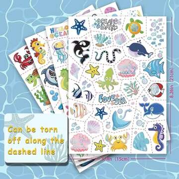 Colorful Ocean Sea Animal Tattoos For Kids' Parties