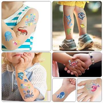 Colorful Ocean Sea Animal Tattoos For Kids' Parties