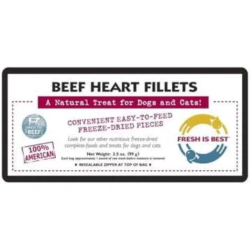 Fresh Is Best - Freeze Dried Healthy Raw Meat Treats for Dogs & Cats - Beef Heart Fillets