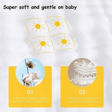 12 Pack Cotton Muslin Burp Cloths for Babies