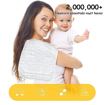 12 Pack Cotton Muslin Burp Cloths for Babies