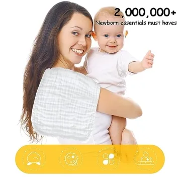 12 Pack Cotton Muslin Burp Cloths for Babies