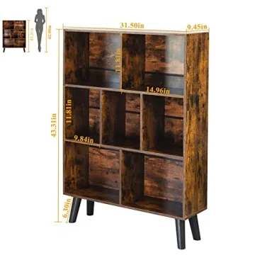LEYAOYAO Rustic Brown 3-Tier Cube Bookshelf Modern Storage
