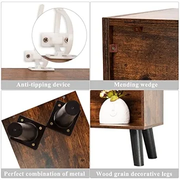 LEYAOYAO Rustic Brown 3-Tier Cube Bookshelf Modern Storage