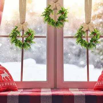 Canlierr 6 Pcs Christmas Kitchen Cabinet Wreaths for Home