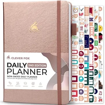 Clever Fox Daily Planner 2nd Edition – Undated Time Block Task Organizer with Hourly Schedule & to...
