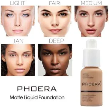 PHOERA Foundation,Flawless Soft Matte Liquid Foundation 24 HR Oil Control Concealer Foundation Makeup,Full Coverage Foundation for Women and Girls (104 Buff Beige)