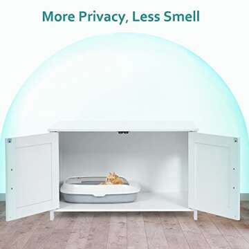 Homhedy Cat Litter Box Enclosure,Litter Box Furniture Hidden with Barn Door,Wooden Cat Washroom Furn...