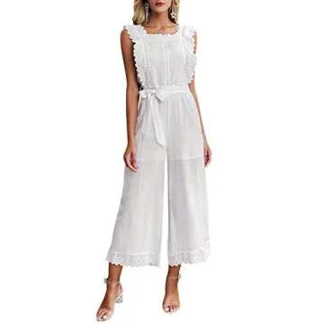 Elegant Sleeveless Ruffle Wide Leg Jumpsuit for Women