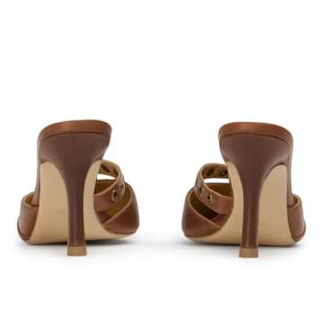 DOEYG Brown Kitten Heels for Women Pointed Toe Heels Mules Closed Toe Heeled Mules for Women Vintage Heels Dressy Sexy Pointy Heels Slip on Stiletto Heels Pumps Size 7.5