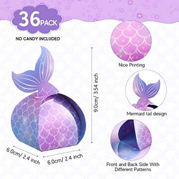 36 Pieces Mermaid Candy Boxes Mermaid Tail Treat Boxes Mermaid Party Favor Boxes Mermaid Present Box...
