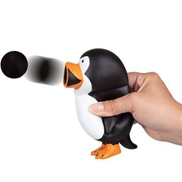 Hog Wild Penguin Ball Popper Toy - Christmas Stocking Stuffer Includes 4 Soft Foam Balls - Squeeze t...