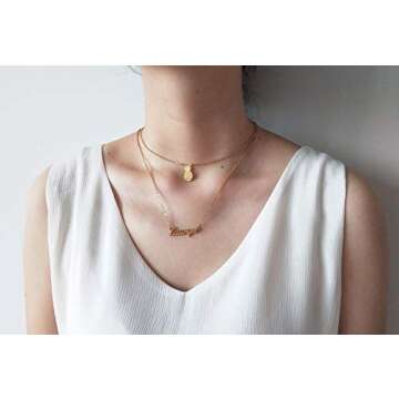 GR859C Layered Gold Necklace for Women Custom Name Necklace Pineapple Jewelry Set Gifts for Women