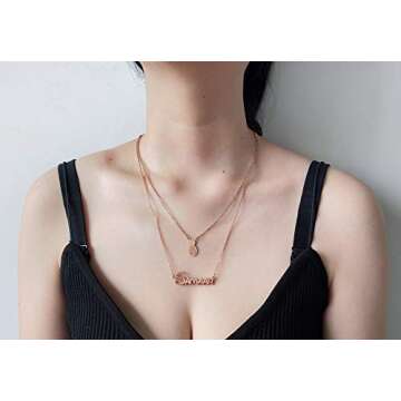 GR859C Layered Gold Necklace for Women Custom Name Necklace Pineapple Jewelry Set Gifts for Women