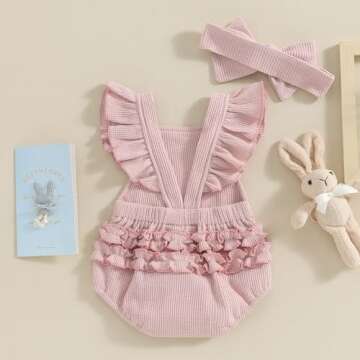Cute Easter Romper for Baby Girls with Bunny Design