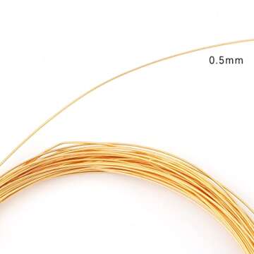 BEADIA 18K Gold Plated Wire 0.5mm 10 Meters Bead Cord for Bracelet Necklace Charm Beading Jewelry Ma...