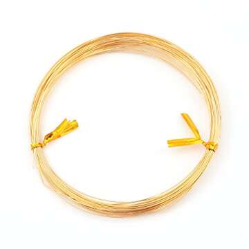 BEADIA 18K Gold Plated Wire 0.5mm 10 Meters Bead Cord for Bracelet Necklace Charm Beading Jewelry Making Findings