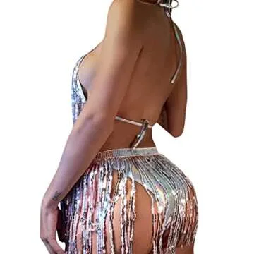 Festival-Inspired Sparkle Sequin 3 Piece Swimsuit Set