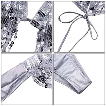 Festival-Inspired Sparkle Sequin 3 Piece Swimsuit Set