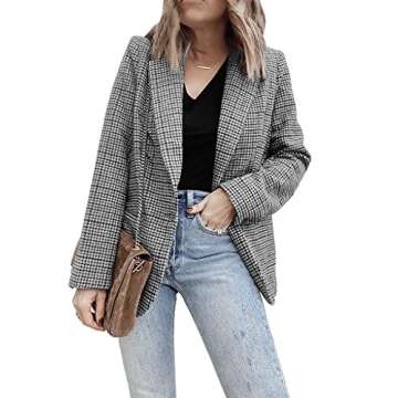 Cicy Bell Womens Office Blazers Lapel Button Cardigans Jacket Work Suit