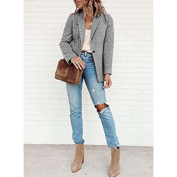 Cicy Bell Womens Office Blazers Lapel Button Cardigans Jacket Work Suit