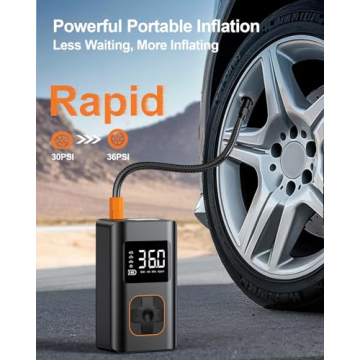 Tire Inflator Portable Air Compressor - 150 PSI Mini Portable Air Pump for Car Tires, Cordless Elect...