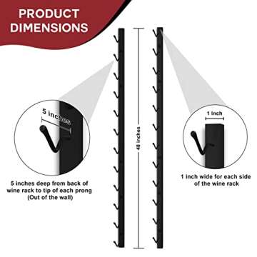 Wine Rack Wall Mounted, Black 12 Bottle Wall Wine Rack, Metal Wine Rack for Wine Display, Hanging Wi...