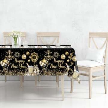 Happy New Year 2025 Tablecloths - 3 Pack Disposable Decorations