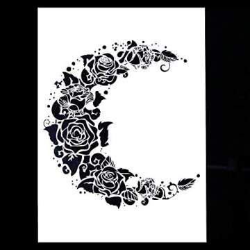 DIY Decorative Moon Flower Stencil Template for Scrapbooking Painting on Wall Furniture Crafts (A4 S...