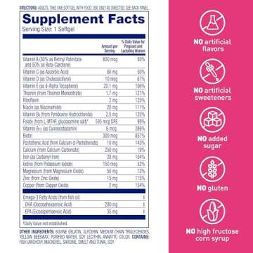 Enfamil Enfamom Prenatal Vitamin & Mineral, Supplement for Women with Calcium, Vitamin D, Vitamin C, Omega 3 DHA, 90 softgels (3 month supply)