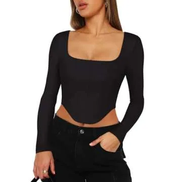REORIA Sexy Square Neck Backless Bustier Crop Top