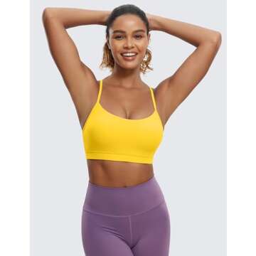 CRZ YOGA Butterluxe Womens Y Back Sports Bra - Padded Racerback Low Impact Spaghetti Thin Strap Work...