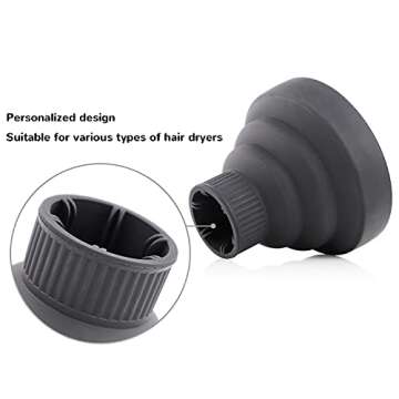 Collapsible Hair Diffuser Attachment, Kimqi Portable Travel Blow Dryer Diffuser for Home and Salon Stylist Use, Black