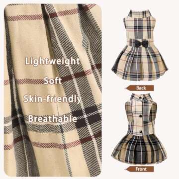 PUPTECK Classic Plaid Dog Dress Cute Puppy Clothes Outfit Small