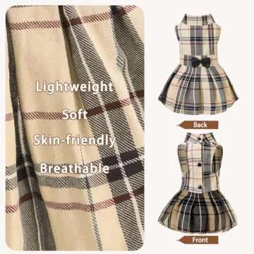 Cute Classic Plaid Dog Dress for Small and Medium Pets