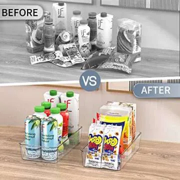 Clear Plastic Food Storage Organizer Bins for Kitchen Organization