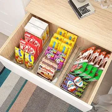 Clear Plastic Food Storage Organizer Bins for Kitchen Organization