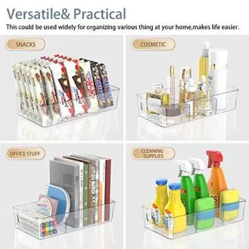 Clear Plastic Food Storage Organizer Bins for Kitchen Organization