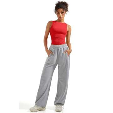 SUUKSESS Women Double Lined Sleeveless Going Out Basic Tank Tops Ruched Summer Casual T Shirts (Red, Small)